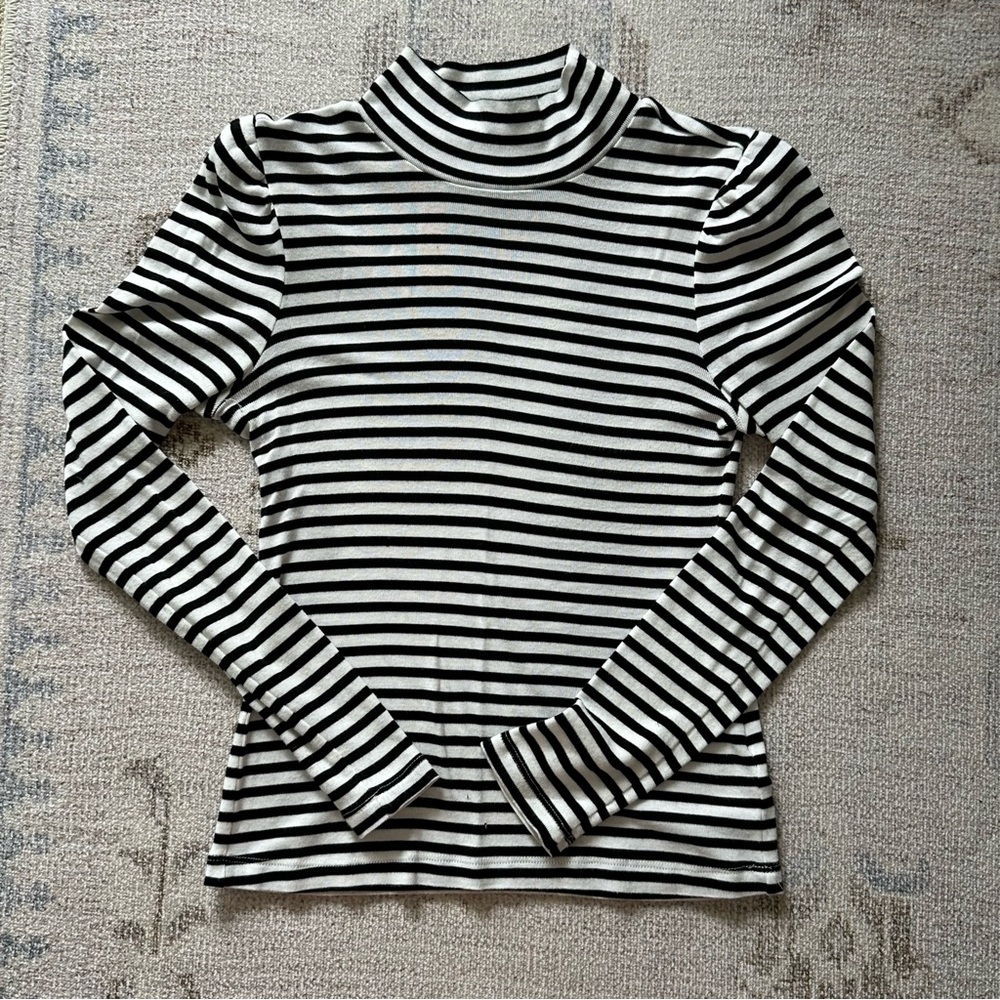 Splendid Striped Puff Long Sleeve Mock Neck Size XS